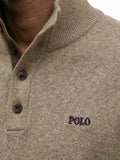 Polo Mens Buttons Neck Knitwear Jersey In Taupe