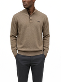 Polo Mens 3 Button Funnel Neck Knitwear In Taupe