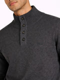 Polo Mens 3 Button Funnel Neck Knitwear Jersey In Charcoal