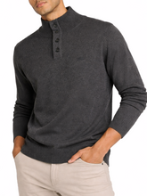 Polo Mens 3 Button Funnel Neck Knitwear Jersey In Charcoal