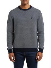 Polo Mens Ls Textured Crew Long Sleeve Knitwear In Navy