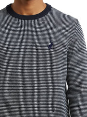 Polo Mens Ls Textured Crew Long Sleeve Knitwear In Navy