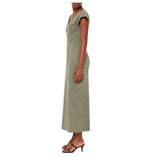 Polo Womens Cap Short Sleeves Casual Dress In Olive