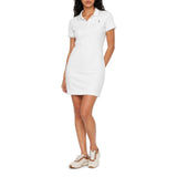 Polo Womens Leah Short Sleeves Golfer Dress In White Multi