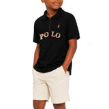Polo Boys Andrew Zip Short Sleeve Golfer In Black