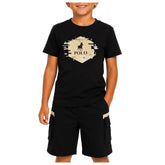 Polo Boys Bradley Printed Short Sleeves T-Shirt In Black/Gold
