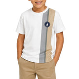 Polo Boys Mandla Printed Side Stripe Short Sleeves T-Shirt In White Multi