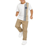 Polo Boys Mandla Printed Side Stripe Short Sleeves T-Shirt In White Multi