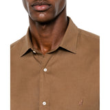Polo Mens Long Sleeves Plain Linen Shirt In Brown