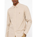 Polo Mens Classic Plain Oxford Long Sleeves Shirt In Stone