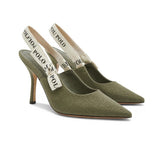 Polo Ladies Tape Slingback Heels In Olive