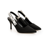 Polo Womens Tape Slingback Heels In Black