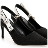 Polo Womens Tape Slingback Heels In Black