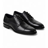 Polo Mens Gibson Leather Formal Toe Cap Lace Up Shoes In Black