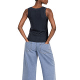 Polo Womens Hazel Slevevless Button Tank Top In Navy