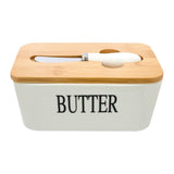 Regent Ceramic Butter Dish With Bamboo Lid In White
