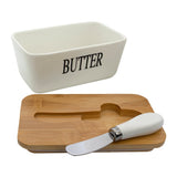 Regent Ceramic Butter Dish With Bamboo Lid In White