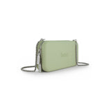 Fenn Silver Zip Chain Purse In Pastel Green