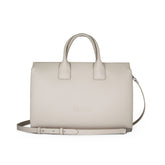Fenn Silver Zip Laptop Bag In Oatmeal
