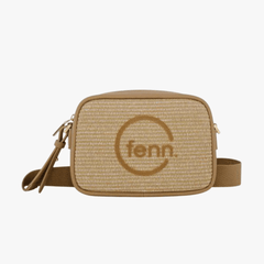 Fenn Weave Wood Coffee Crossbody Bag In Light Tan