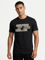 Polo Mens Line Pony Printed Short Sleeve T-shirt In Black