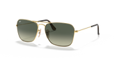 Ray-Ban Caravan Light Grey Lens Sunglasses For Men In Gold