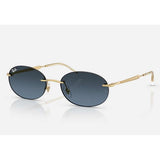Ray-Ban Oval Petite Womens Sunglasses In Polished Arista Gold & Blue