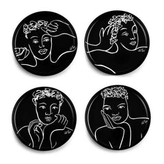 Dinner Plate Set Of 4-Sketchbook Black