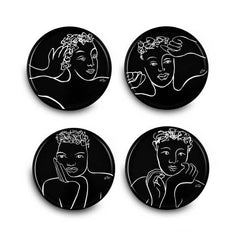 Side Plate Set Of 4-Sketchbook Black