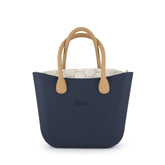 Fenn Gold Zip Tan Handle Tote Bag In Navy