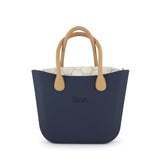 Fenn Gold Zip Tan Handle Tote Bag In Navy