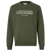 Guess Mens Basic Sweatshirt In Olive