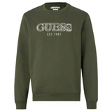 Guess Mens Basic Sweatshirt In Olive
