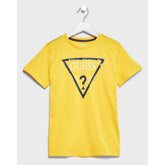 Guess Boys Triangle Logo T-Shirt In Yellow