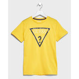 Guess Boys Triangle Logo T-Shirt In Yellow