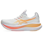 Asics Womens Gel-Nimbus 28 Shoes In White & Sun Coral