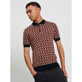 Ben Sherman Mens All Over Jacquard Golfer In Black