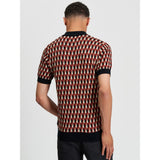 Ben Sherman Mens All Over Jacquard Golfer In Black