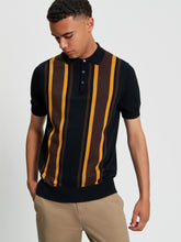 Ben Sherman Mens Vertical Stripe Golfer In Black