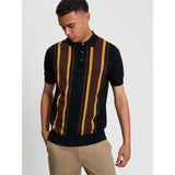 Ben Sherman Mens Vertical Stripe Golfer In Black
