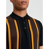 Ben Sherman Mens Vertical Stripe Golfer In Black