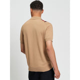 Ben Sherman Mens Vertical Stripe Golfer In Sand