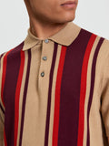 Ben Sherman Mens Vertical Stripe Golfer In Sand