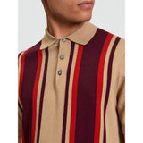 Ben Sherman Mens Vertical Stripe Golfer In Sand