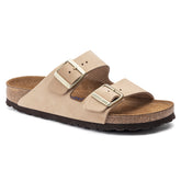 Birkenstock Mens Arizona Nubuck Leather Shoes In Sand