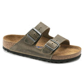 Birkenstock Mens Arizona Oiled Leather Sandal In Faded Khaki