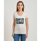 Guess Womens Animal Boxy Print t-Shirts In Stone