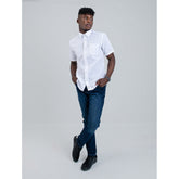 Ben Sherman Mens Short Sleeve White Linen Shirt