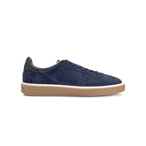 Zerga Mens Suede Leather Sneakers In Navy