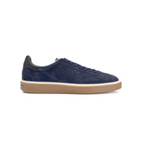 Zerga Mens Suede Leather Sneakers In Navy